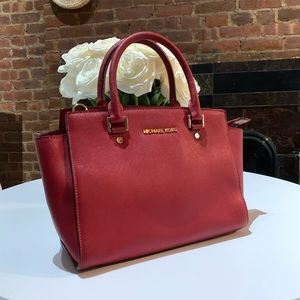 Red Small Top Handle Satchel Bag